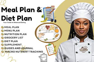 design customized meal plan, diet plan, nutrition journal, meal planner