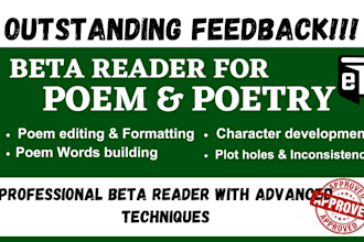 proofread poem, poetry, typeset memoir, developmental format poems book edit
