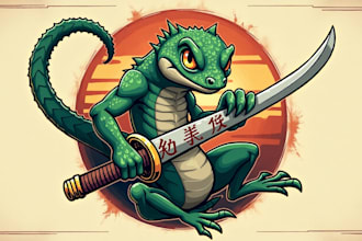 design unique gecko sword logo with  free source file