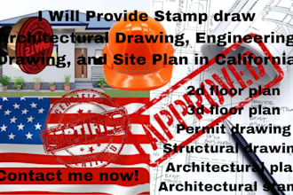 stamp draw architectural drawing, engineering drawing, site plan in california
