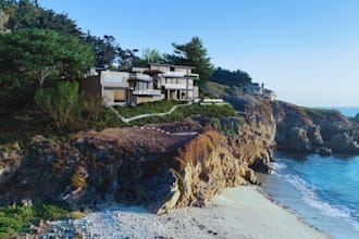 do 3d mountain house, lodge, architecture, orogeny, cliffside homes design