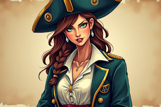 design high quality lady pirates logo delivery in 24 hours