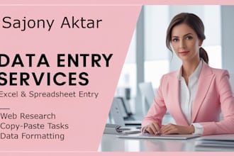 be your virtual assistant for data entry, copy paste etc