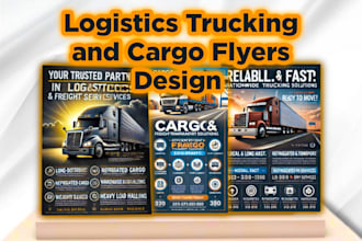 design logistics transport flyer, freight broker, automotive, sales rental flyer