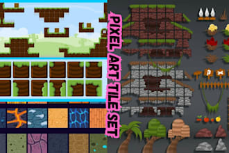 pixel art tile set game assets animate characters environment for rpg video game