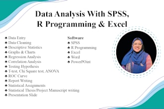 do data analysis with spss , r programming and excel