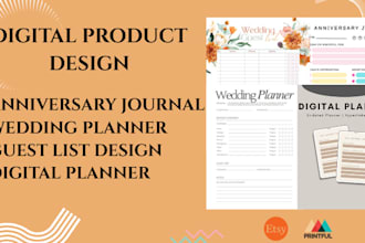 create wedding planners, guest books, anniversary journals in canva