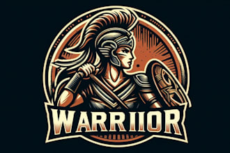 design unique women warrior logo with free vector file