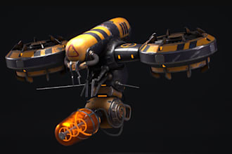 model 3d weapon design,drone bomber for military,3d game asset,sci fi drone