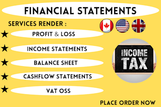 prepare financial statements, profit and loss, balance sheet ,income statement