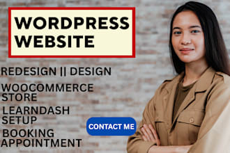 redesign wordpress learndash lms website woocommerce printify  bookly pro amelia