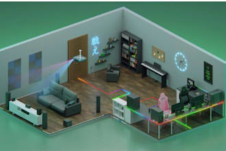 design 3d isometric modeling 3d floor plan environment illustration rendering