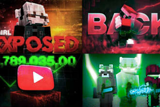 design professional custom drawn youtube thumbnails clickbait cartoon minecraft