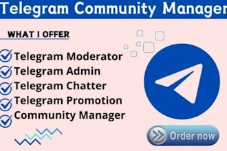 be telegram community manager or admin with 20 chatters