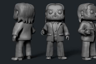 convert 2d to 3d model,stylized character, caricature toy design,funko pop print