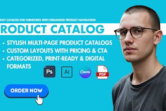 design product catalog for furniture with organized product navigation