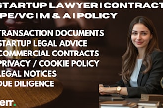 be your startup lawyer for shareholder, investment agreement, cookie policy