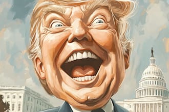 create a political cartoon art in unique style
