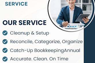 bookkeeping cleanup, setup, reconciliation, categorization,