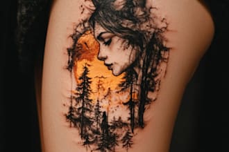 draw a custom tattoo design, tattoo sleeve