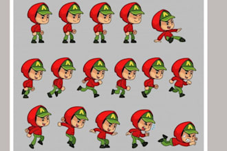 craft high quality 2d sprite sheets and game ready characters, game asset
