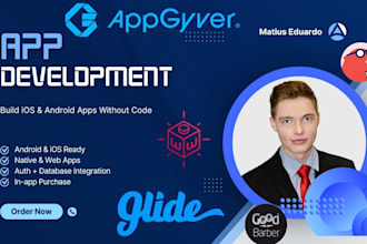 develop andriod IOS mobile app on appgyver, goodbarber, weweb, thunkable, glided