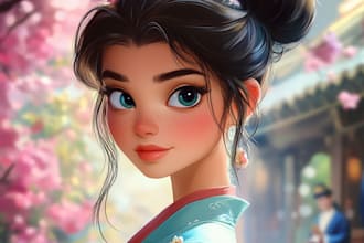 make a couple portrait in disney cartoon illustration