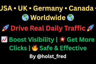do organic website traffic for USA,UK,canada,germany,worldwide website promotion