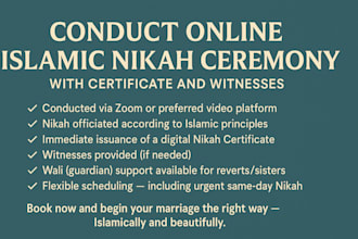 conduct online islamic nikah ceremony with certificate and witnesses