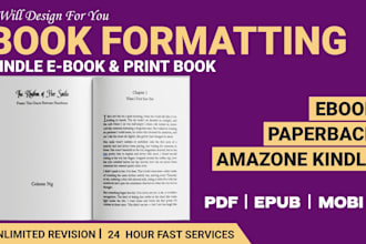 book formatting, book design, ebook design, and book typesetting