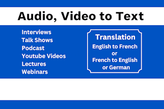 transcribe, subtitle your audio or video to text in english, french, and german