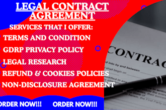 draft gdpr privacy policy, legal contract agreement nda terms and conditions