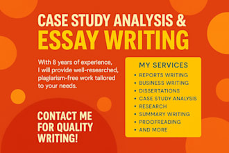 do case study analysis, essay, report, apa paper, research, and summary writing