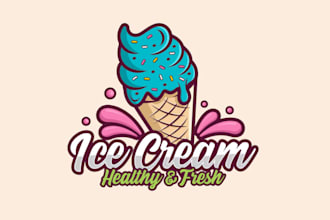 create classic ice cream parlor vintage logo
