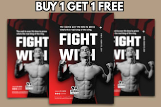 design boxing, gym and fitness flyers with buy 1 get 1 free
