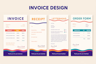 design excel reports or invoice letterhead template design, order receipt