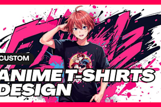 create custom anime t shirt design for streetwear brand