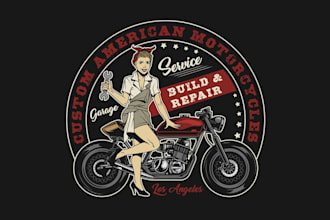 make woman rider logo bold stylish female biker design