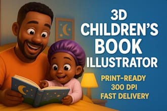 illustrate vibrant 3d childrens book pages with lovable characters
