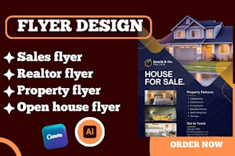 design sale flyer for property, realtor and house opening