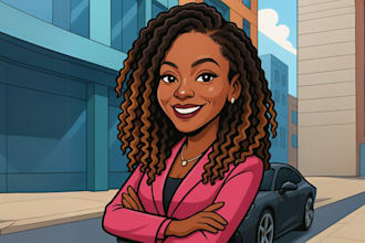 create african american cartoon illustration with your face