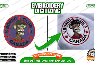 do embroidery digitizing logo chest emb dst pes ofm pxf