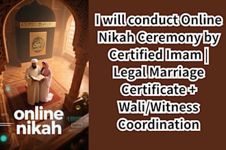 do online nikah ceremony by certified imam legal marriage certificate with wali