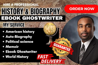 ghostwrite academic book, novel, history, memoir, biography, political science