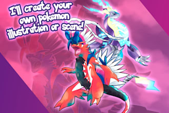 illustrate your own pokemon fanart scene, team or trainer
