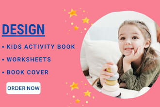 design kids worksheets, activity book, kindergarten book cover, book cover