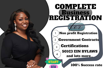 handle non profit registration, 501c3, bylaws, ein