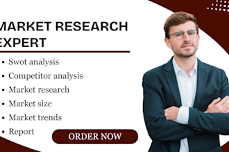 do swot analysis, competitor analysis, market research market size trends report