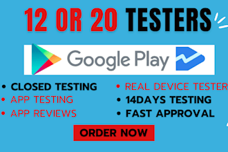 12 testers for mobile app, QA testing, user testing and app tester app feedback