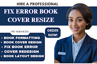 fix, error book cover redesign, cover resize formatting for KDP and ingramspark